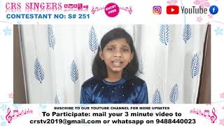 Crstv singer awards 2020 contest | S#251 | Jerusha Ebenezer | Bangalore | online singing Contest