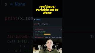 Meaning of Python error AttributeError: 'NoneType' object has no attribute #shorts