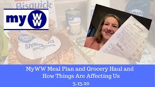 MyWW Menu Plan and Grocery Haul | How Corona Virus is Affecting Us