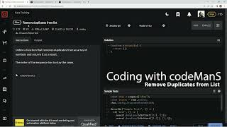 Codewars 8 kyu Remove Duplicates from List Javascript