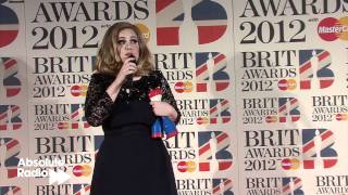 Adele backstage at BRIT Awards 2012
