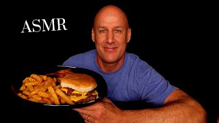 ASMR: HOT OFF THE GRILL-BACON DOUBLE CHEESEBURGER (EXTRA BACON) WITH CRISPY FRIES (EATING SOUNDS)