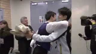 Patrick Chan \u0026 Takahiko Kozuka backstage after competition - CoR 2012