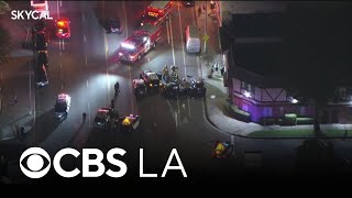 Short pursuit in North Hollywood ends after suspect crashes