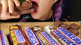 Curie ASMR chocolate snickers ice cream candy bar mukbang bites only