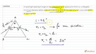 A ray of light passing through an equilateral triangular glass prism from air undergoes minimum ...