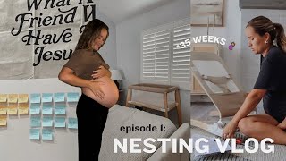 NESTING VLOG #:1 nesting to-do's, building bassinet \u0026 bouncer, organizing baby laundry!