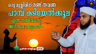 പ്രഭാത വെളിച്ചം - 458, ഒരു മുസ്ലിമിന് രണ്ട് തവണ പാമ്പ് കടിയേൽക്കൂല (നബിവചനം)