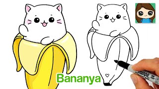 How to Draw a Cute Cat in a Banana 🍌Bananya