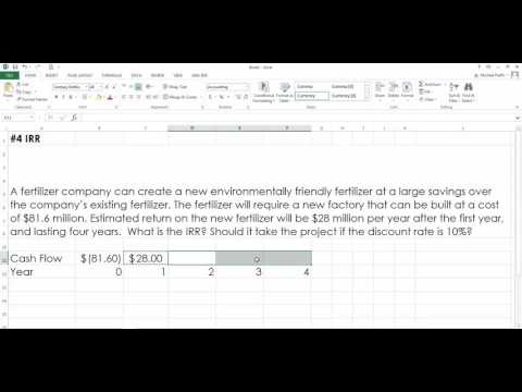 Calculating IRR in Excel Calculating IRR in Excel
