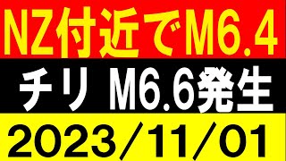 NZ付近でM6.4、チリでM6.6発生！地震研究家 レッサー