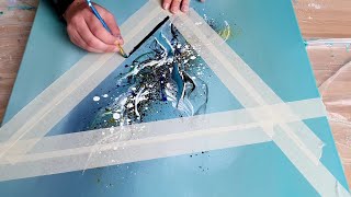 NEW Abstract Acrylic Painting Demo - Shadow Triangle - How to paint easy