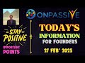 onpassive today s update u0026 info for founders stay positive important points