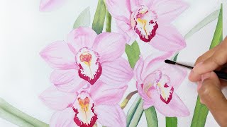 How to paint orchids with watercolor วาดดอกกล้วยไม้หวานๆ ด้วยสีน้ำ