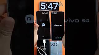 تجربه شحن vivo v27 بشاحن 66 واط  ضد redmi note 12 pro plus  بشاحن 120w