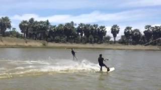 Duo wakeboarding