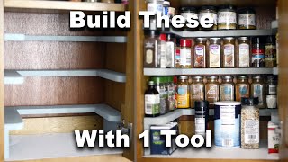 DIY Spice Rack Cabinet Shelves | Plan Available | Beginner Woodworking Project
