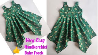 Handkerchief baby frock cutting and stitching | Baby Frock cutting and stitching