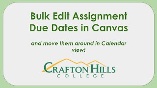 Bulk editing assignment due dates in Canvas
