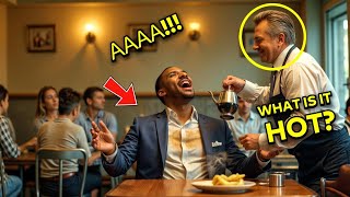 Waiter Pours Hot Coffee on Black Man, Mocking His Reaction, Unaware He’s the New Proprietor