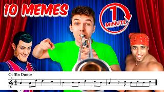 10 EPIC MEMES in 1 SONG (in 1 MINUTE) BUT.. with Sheet Music / Notes!