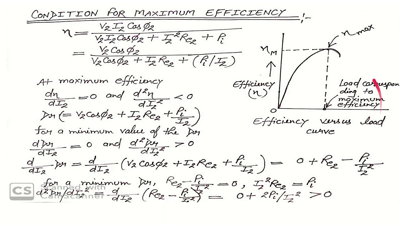 Efficiency Of Transformer And Condition For Maximum Efficiency - YouTube