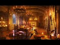 Castle Library Sounds | Rain & Thunderstorm with Crackling Fireplace for Study, Sleep, Relax