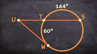 Learn to find the missing angle outside of a circle with a secant and tangent line