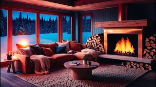 Mountain Cabin Thunderstorm - Cozy Fireplace Ambience