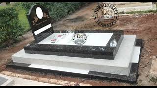 The process of making a Granite and Terrazzo Grave with a Granite Headstone.