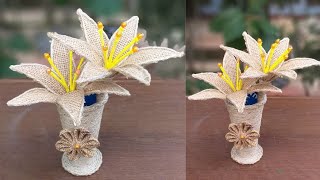 Jute Rope Flower With Flower Vase Decoration | Jute Art and Craft | Jute Showpiece Decoration Design
