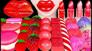 ASMR Red Lips Candy Pop, Edible Lipstick 레드립 입술 먹는 립스틱 먹방 Mukbang, Eating