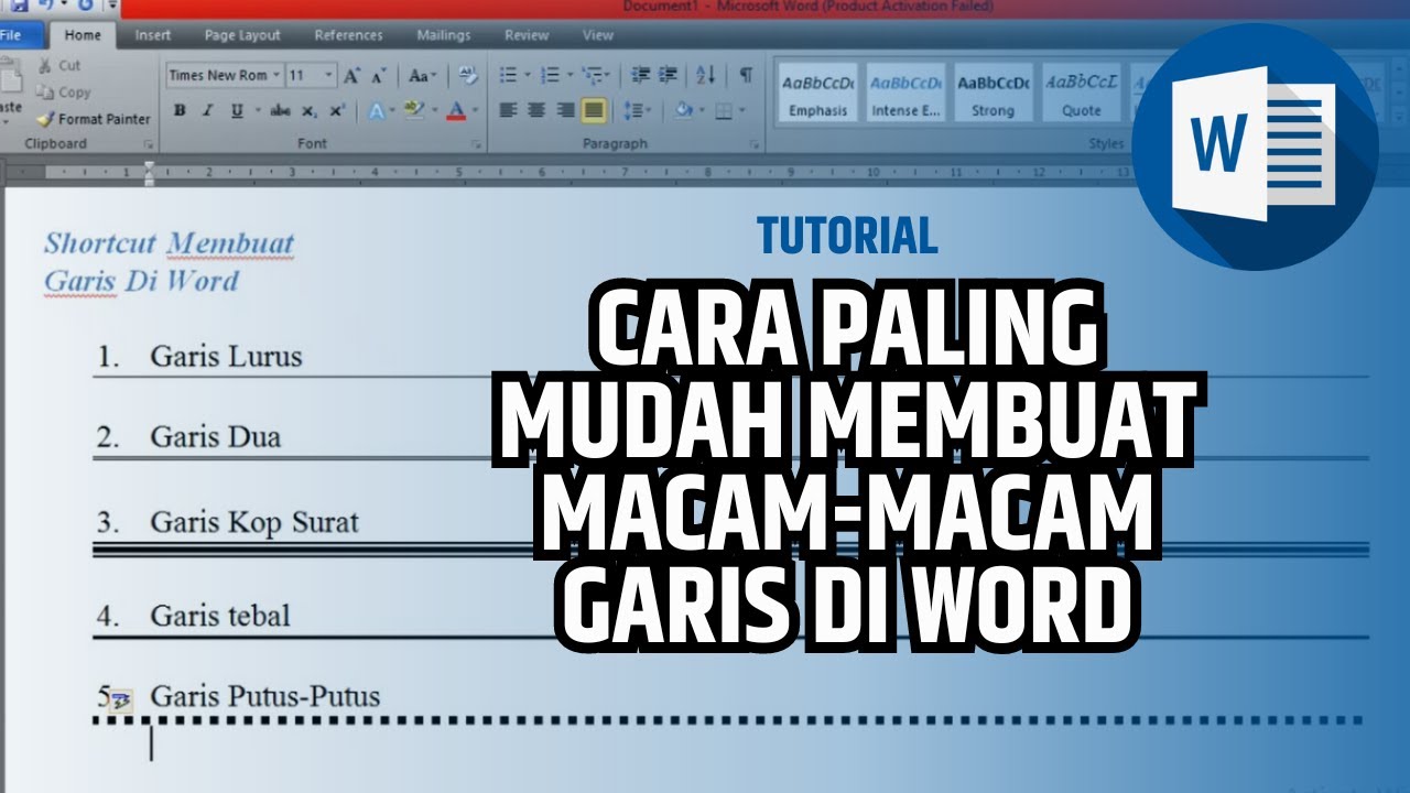 Shortcut Membuat Macam-Macam Garis Pada Microsoft Word - YouTube