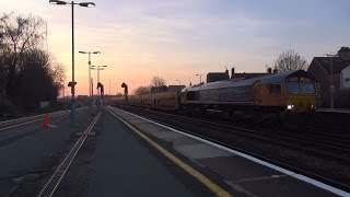 (HD) GBRF/Metronet 66719 'Metroland' + cartics arrive into Tonbridge working 6X80 wagon move 8 3 14