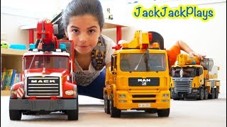 Fishing with Huge Crane Toys! ! Bruder Truck Pretend Play for Kids! | JackJackPlays