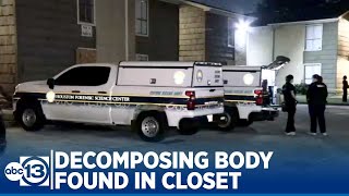 Decomposing body wrapped in blankets found in closet, HPD says