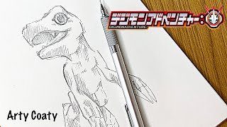 #shorts How to drawing Agumon of Digimon Adventure | Anime Manga | デジモンアドベンチャー アグモン シャーペンでイラスト描いてみた