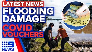 Extensive damage in flooded NSW communities, new $100 stimulus vouchers revealed | 9 News Australia
