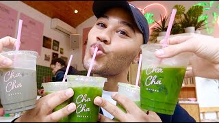 trying every matcha from cha cha matcha