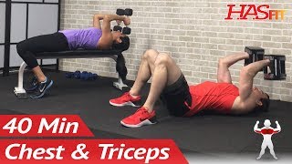 40 Min Chest and Tricep Workout at Home with Dumbbells - Home Chest Triceps Workout Routine