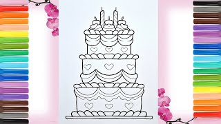 Birthday Cake Coloring | Happy Birthday 🎂 | Cake Coloring for Kids.