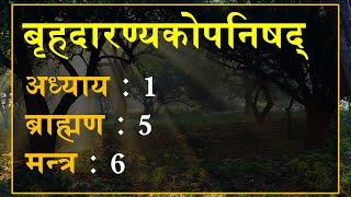 बृहदारण्यकोपनिषद् 1.5.6: मन्त्र अनुवाद एवं व्याख्या | Brihadaranyaka Upanishad 1.5.6