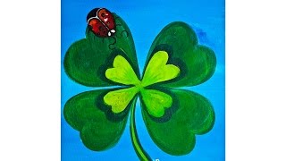 ST Patrick's Day Shamrock Ladybug Beginner Acrylic Painting Full tutorial | TheArtSherpa