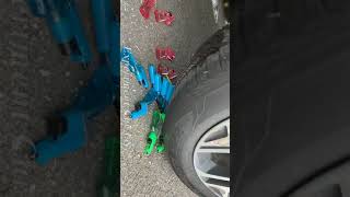 Experiment Car vs 32 Rainbow Water Balloons #Short21