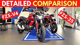 Finally, 2023 Yamaha FzS-V4 vs FZS-25 ! Detailed Comparison ! Showroom Avail ? ! On Road Price? !