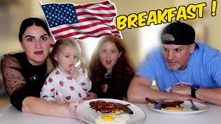 Brits Try [ALL AMERICAN BREAKFAST] for the first time!