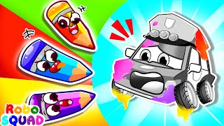 Where Is My Color Song 🤔🌈 The Naughty Gray Crayon | Nursery Rhymes | RoboSquad Kids Songs