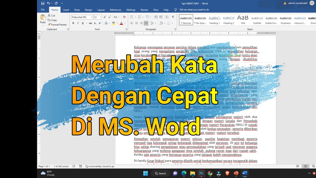 Belajar Microsoft Word Bagi Pemula - Merubah Kalimat Dengan Cepat ...