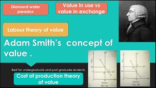 Adam Smith theory of value | water-diamond paradox | labour theory | cost of production theory