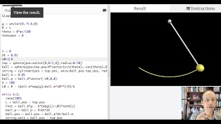 How to create a 3D model of a swinging pendulum using python.